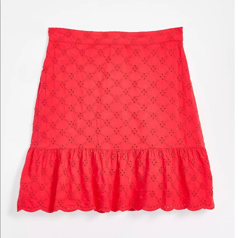 NWT Loft eyelet flounce hem skirt